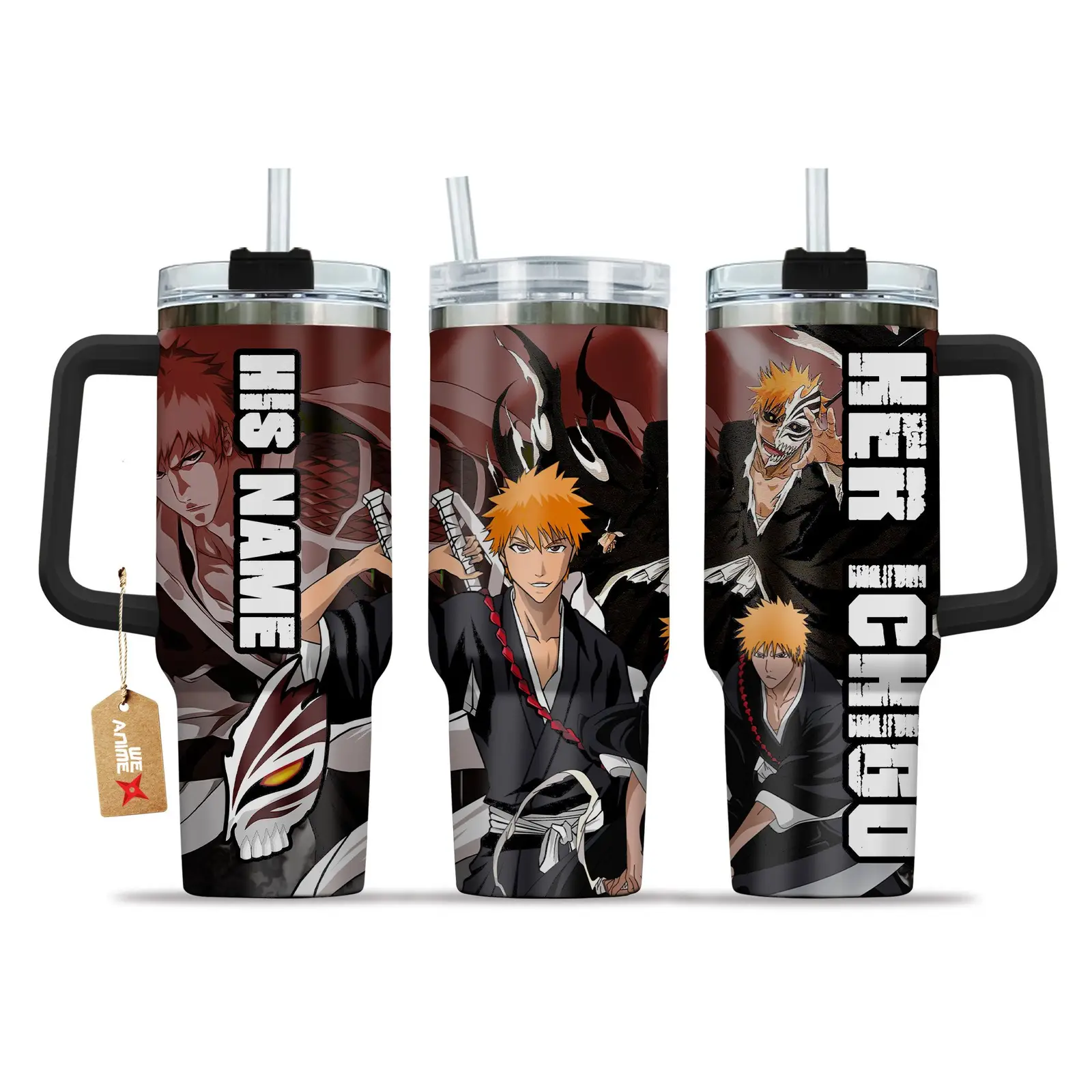 Valentine Her Ichigo Kurosaki Bleach Anime Custom  Quencher   40oz Stainless Steel Tumbler With Handle HG