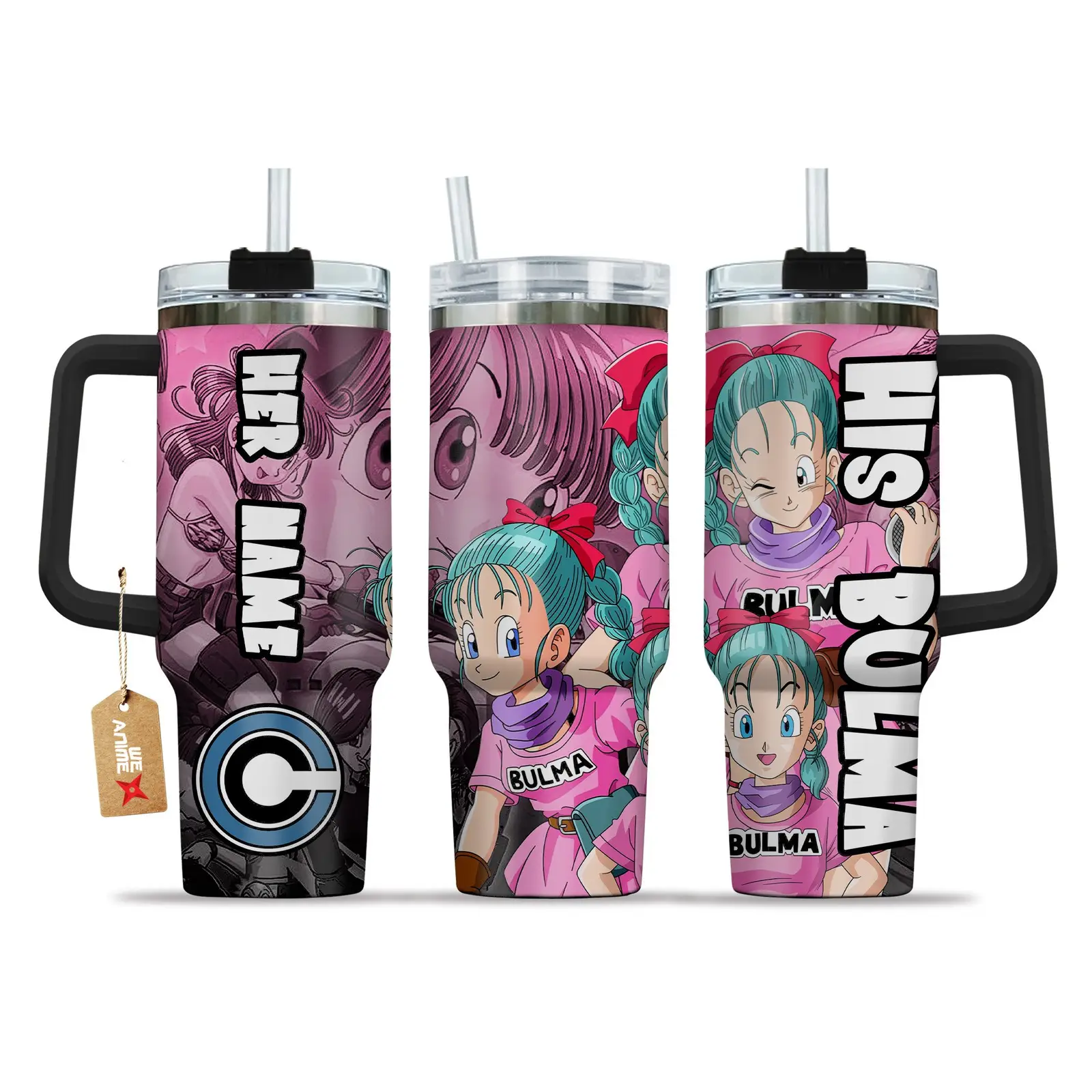 Valentine His Bulma Dragon Ball Anime Custom  Quencher   40oz Stainless Steel Tumbler With Handle HG