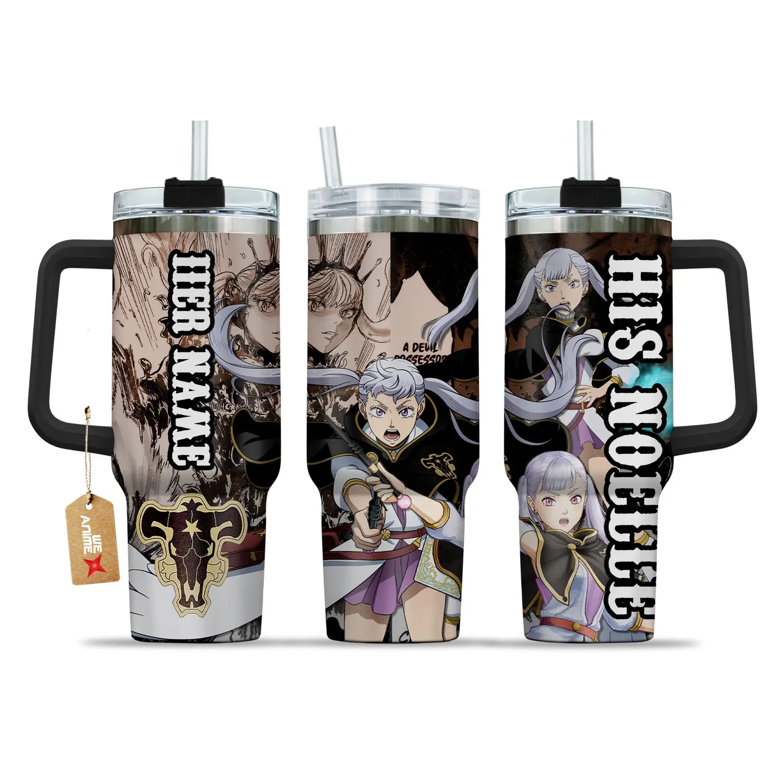 Valentine His Noelle Silva Black Cloer Anime Custom  Quencher   40oz Stainless Steel Tumbler With Handle HG