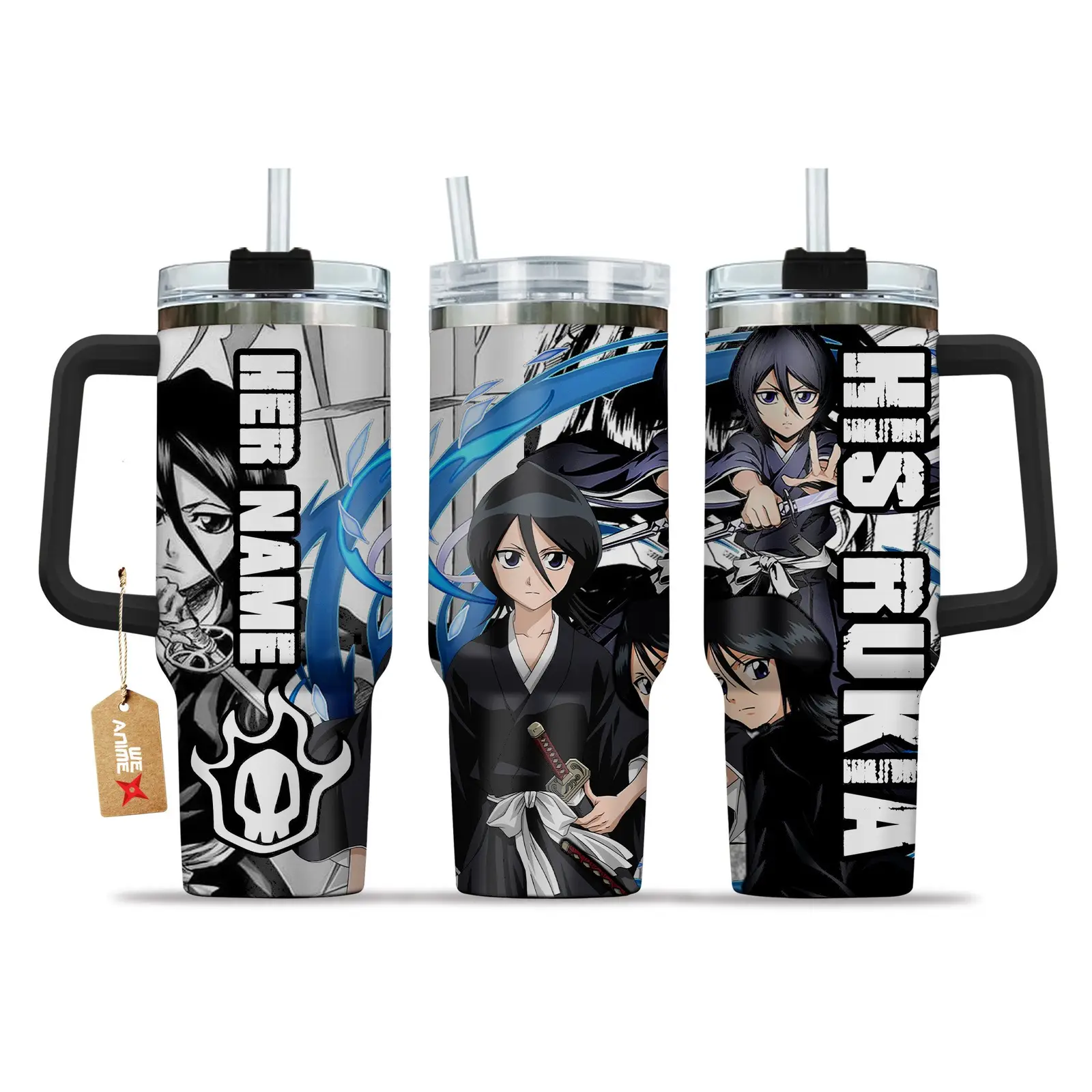 Valentine His Rukia Kuchiki Bleach Anime Custom  Quencher   40oz Stainless Steel Tumbler With Handle HG