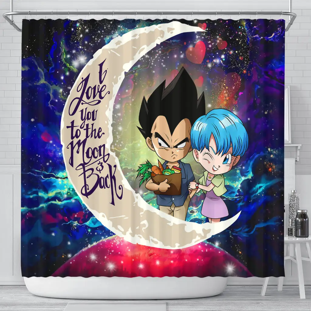 Vegeta And Bulma Dragon Ball Love You To The Moon Galaxy Shower Curtain