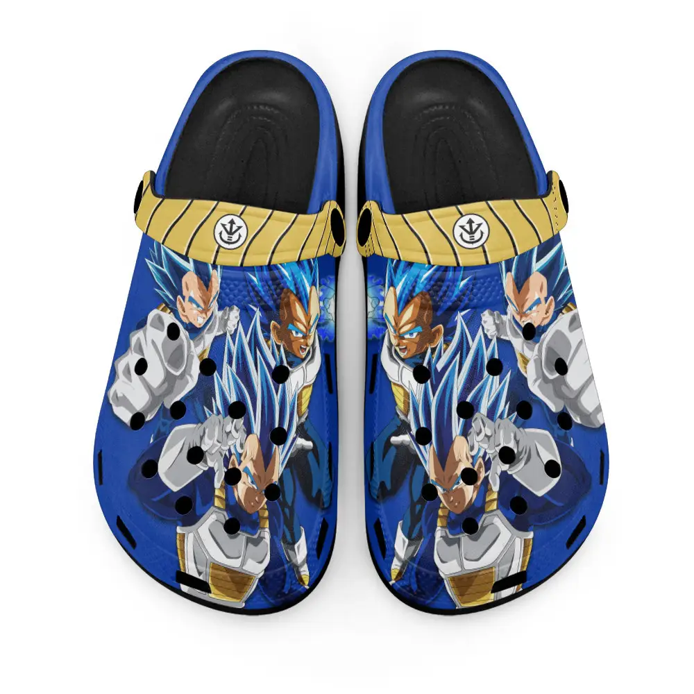 Vegeta Blue Anime Clogs Custom Pattern Style