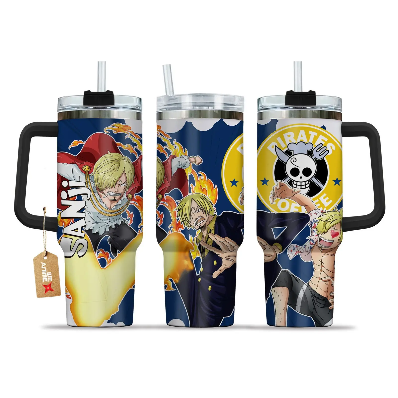 Vinsmoke Sanji V2 One Piece Anime  Custom Quencher  40oz Stainless Steel Tumbler With Handle HG