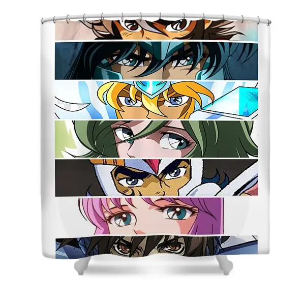 Vintage Saint Seiya Anime Characters Shower Curtain | Anime Shower Curtains