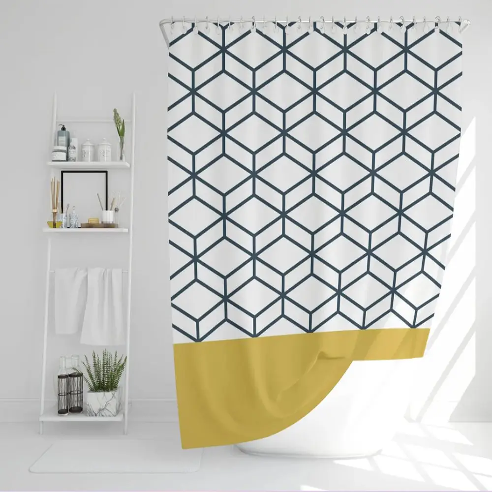 White Marble Digital Printing Art Shower Curtain 