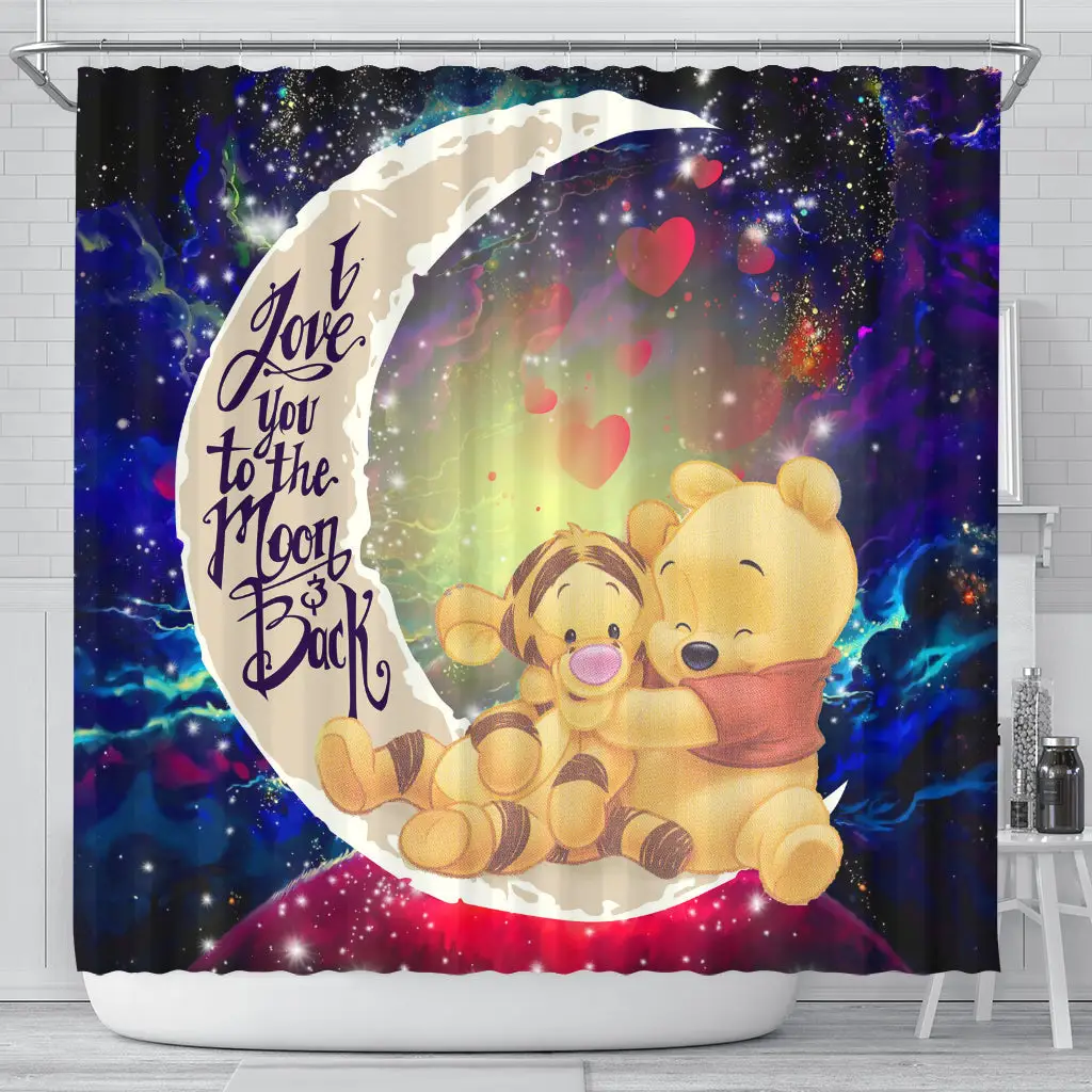 Winnie The Pooh Love You To The Moon Galaxy Shower Curtain 