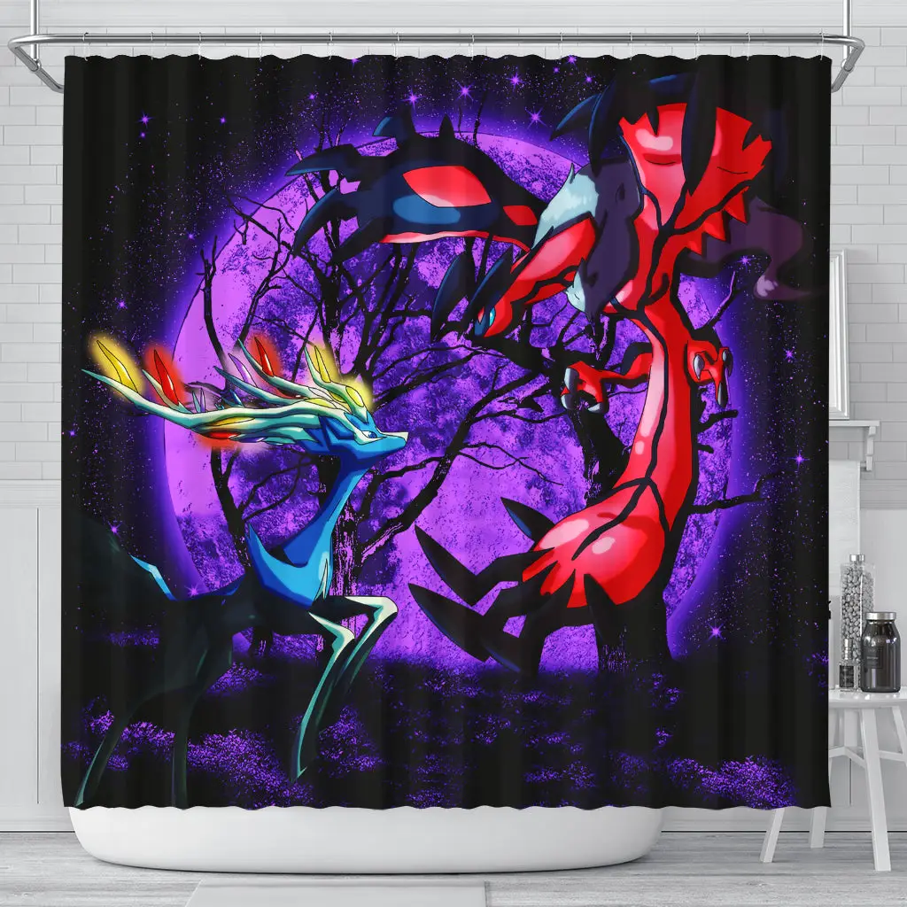 X Y Yveltal And Xerneas Moonlight Shower Curtain