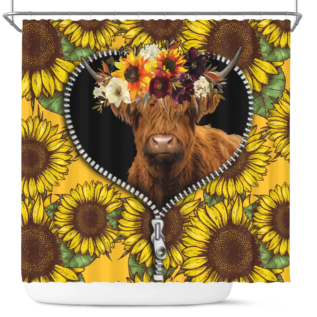 Yak Sunflower Zipper Shower Curtain 
