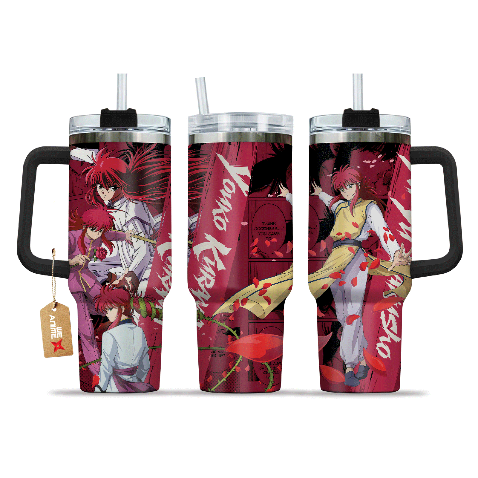 Yoko Kurama Yu Yu Hakusho Anime Custom  40oz Quencher Stainless Steel Tumbler With Handle, Best Gift Idea NVA