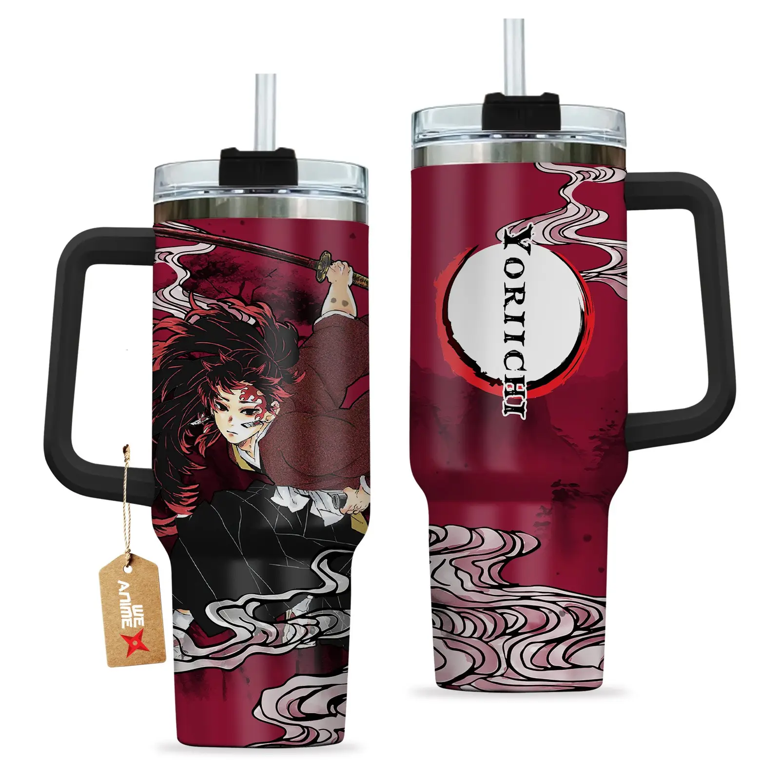 Yoriichi Tsugikuni Kimestu no Yaiba Demon Slayer  Anime Custom Quencher  40oz Stainless Steel Tumbler With Handle HG