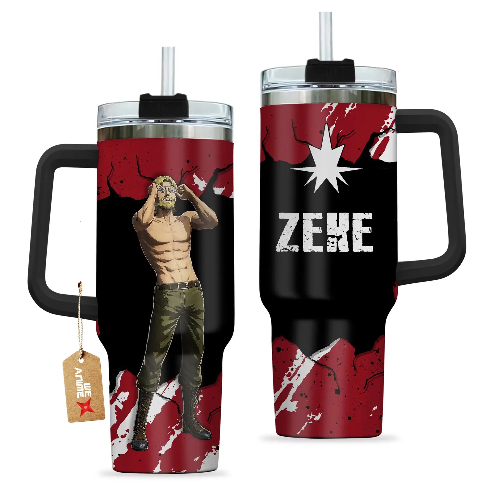 Zeke Attack on Titan Anime Custom  Quencher   40oz Stainless Steel Tumbler With Handle HG