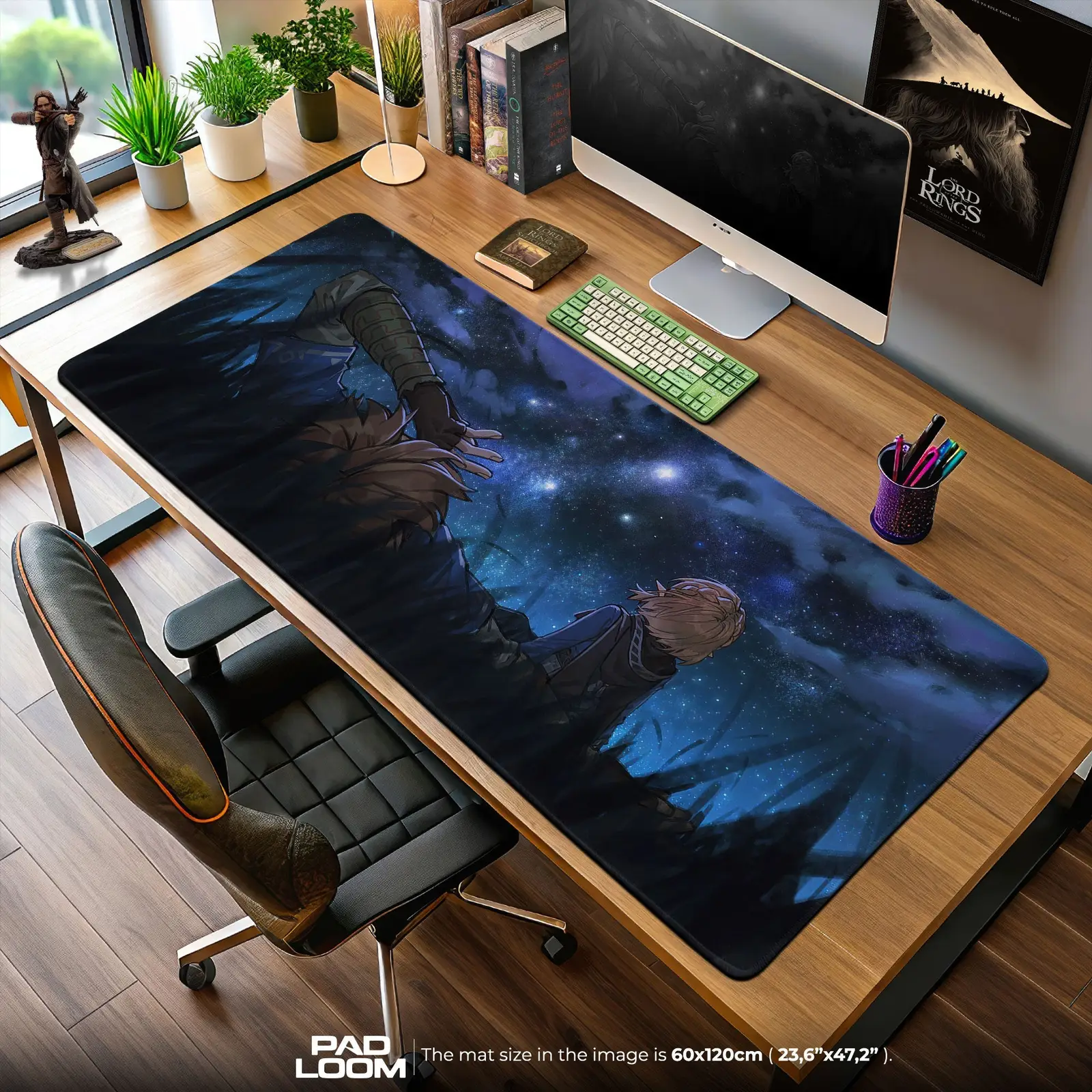 Zelda Starry Night Mouse Pad, Fantasy Game Desk Mat