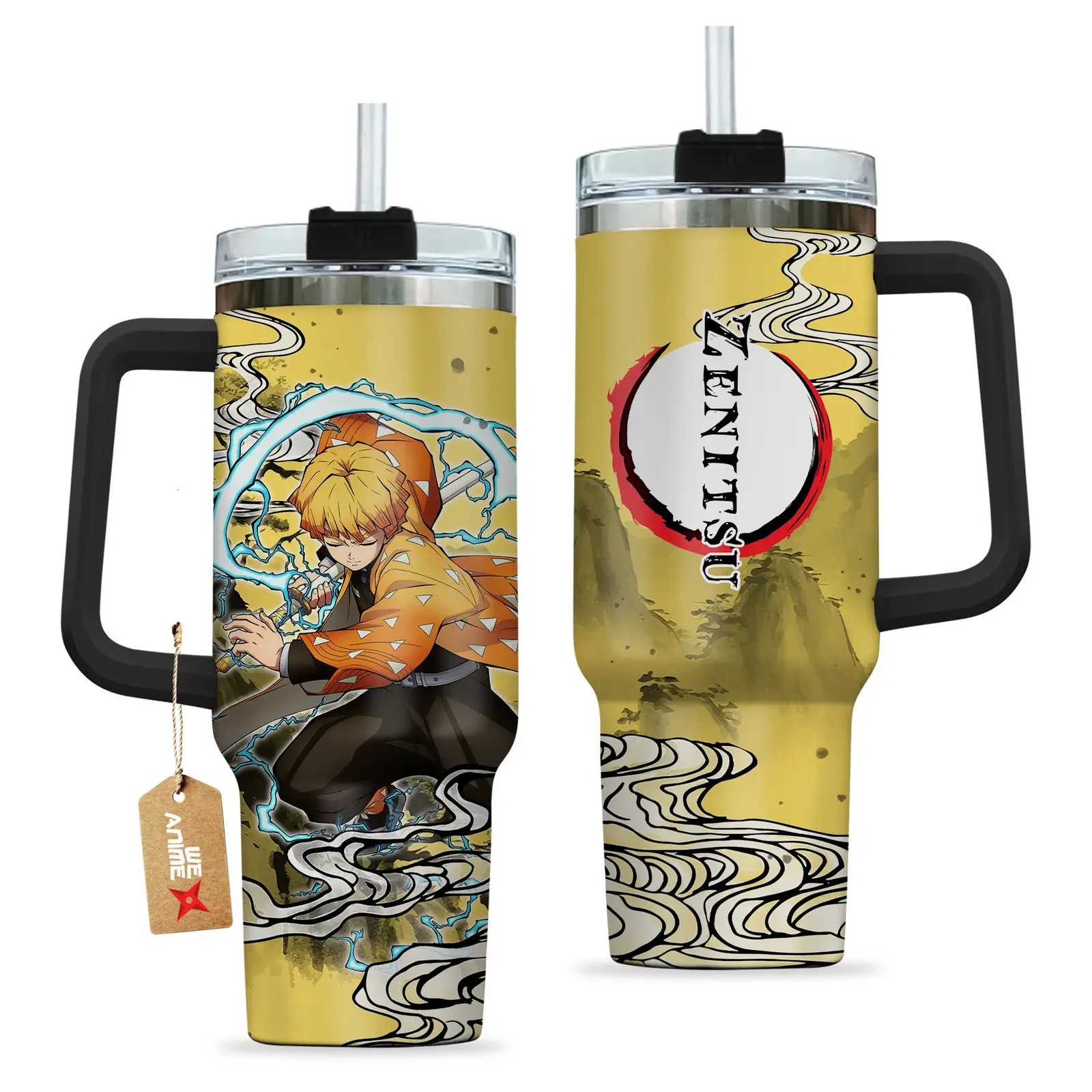Zenitsu Agatsuma Kimestu no Yaiba Demon Slayer  Anime Custom Quencher  40oz Stainless Steel Tumbler With Handle HG