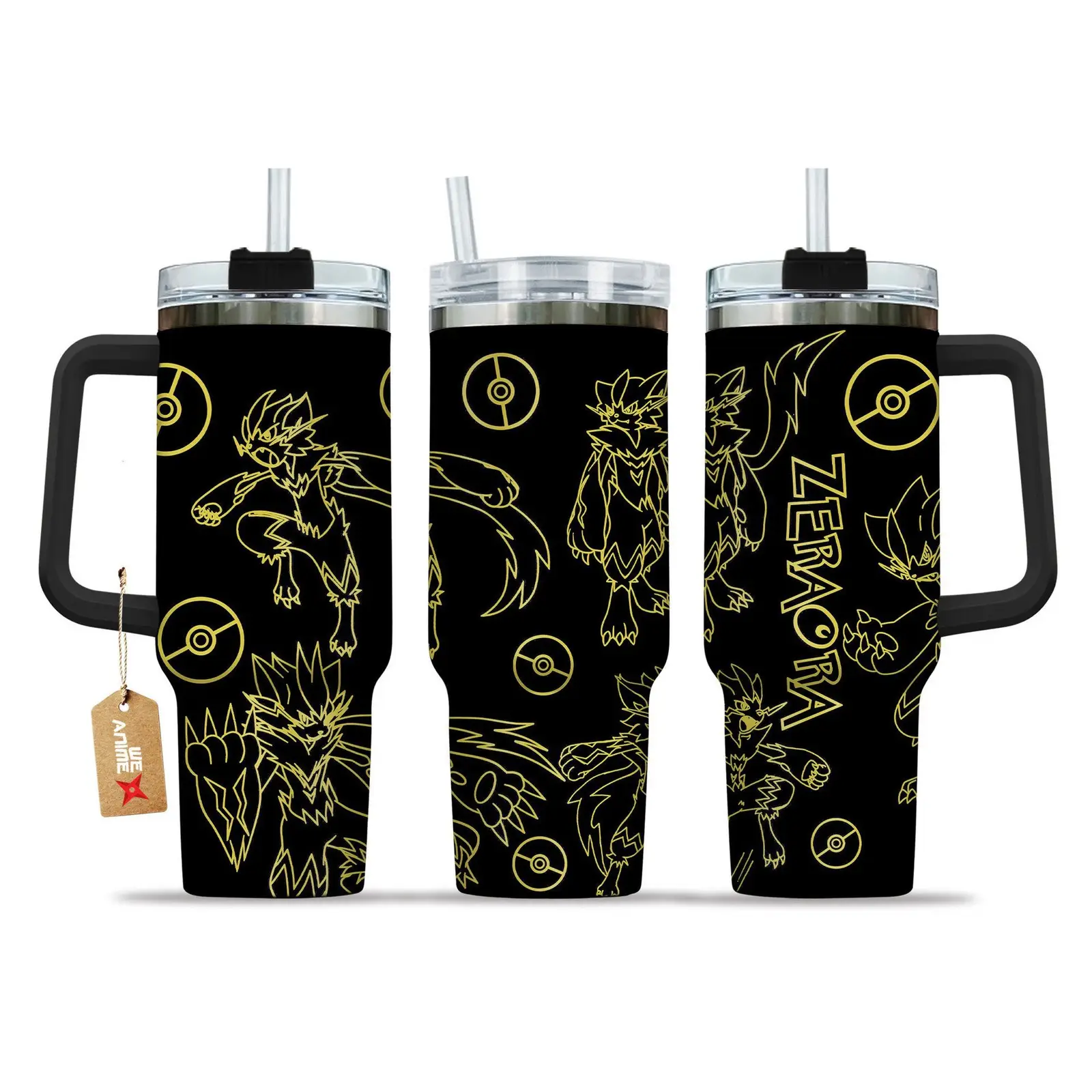 Zeraora Pokemon Anime Custom Stanley Quencher  40oz Stainless Steel Tumbler With Handle HG