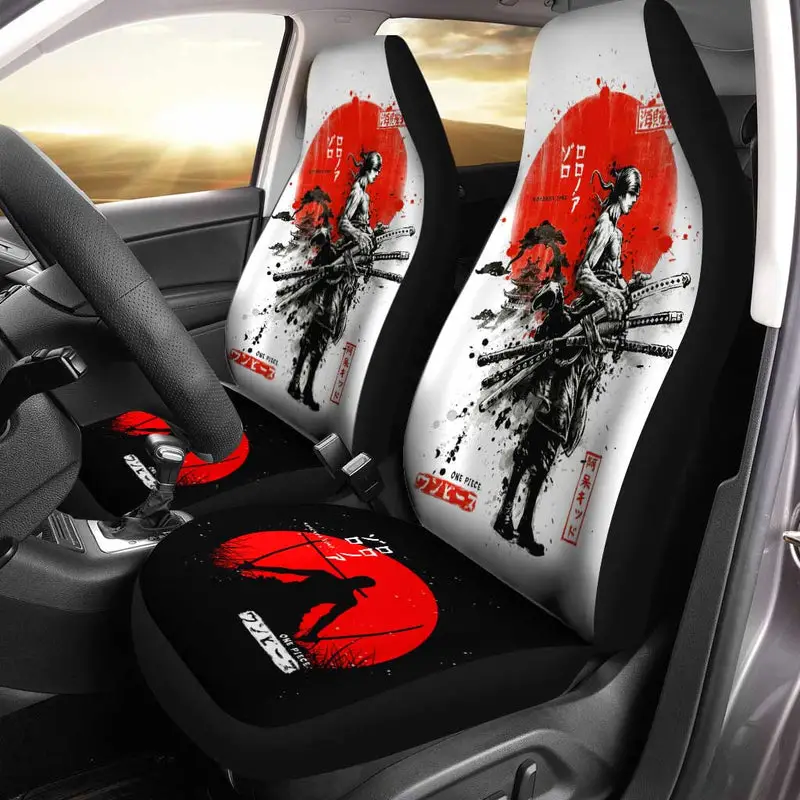 Zoro Car Seat Covers Samurai Warriors Custom One Piece Anime Car Accessories 