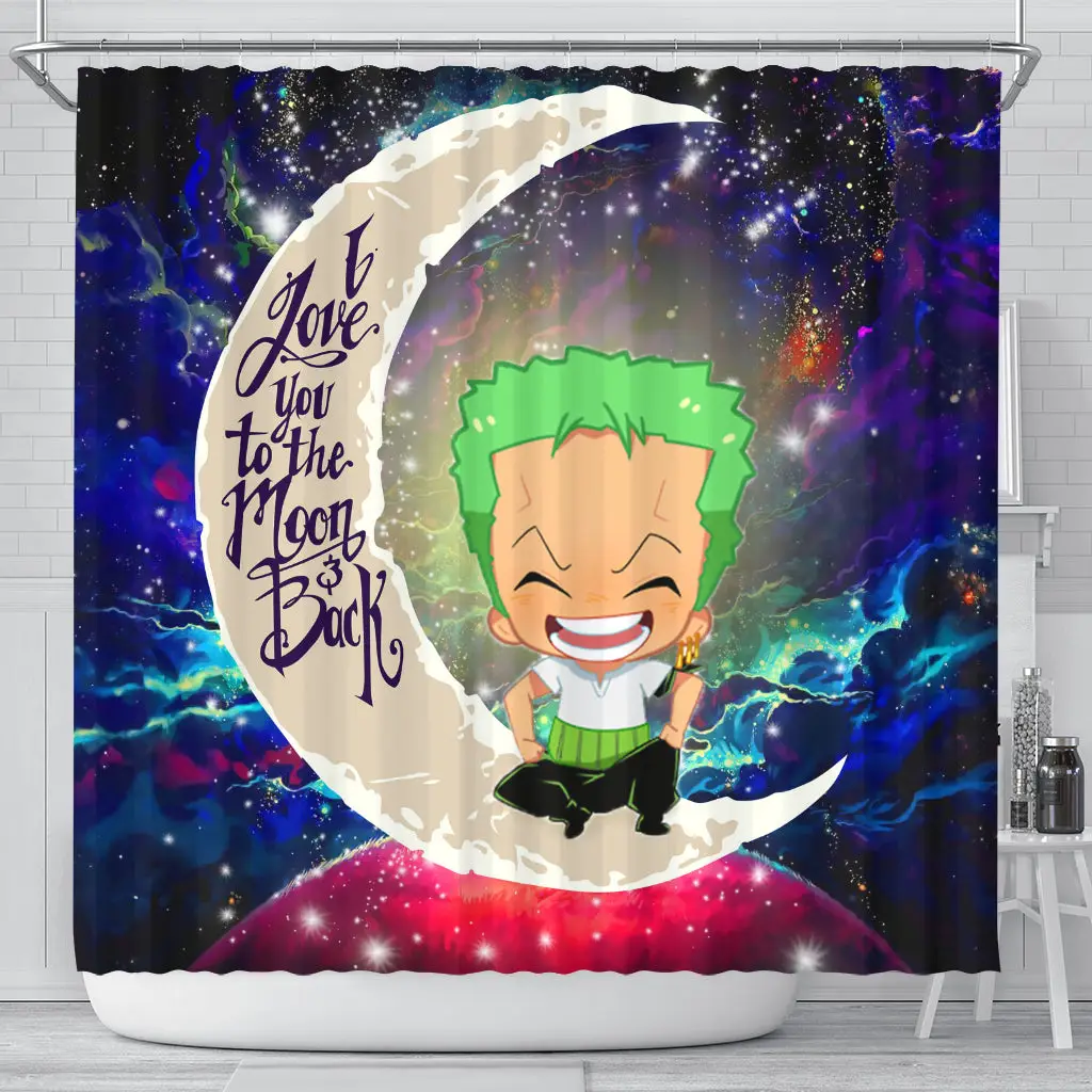 Zoro One Piece Love You To The Moon Galaxy Shower Curtain