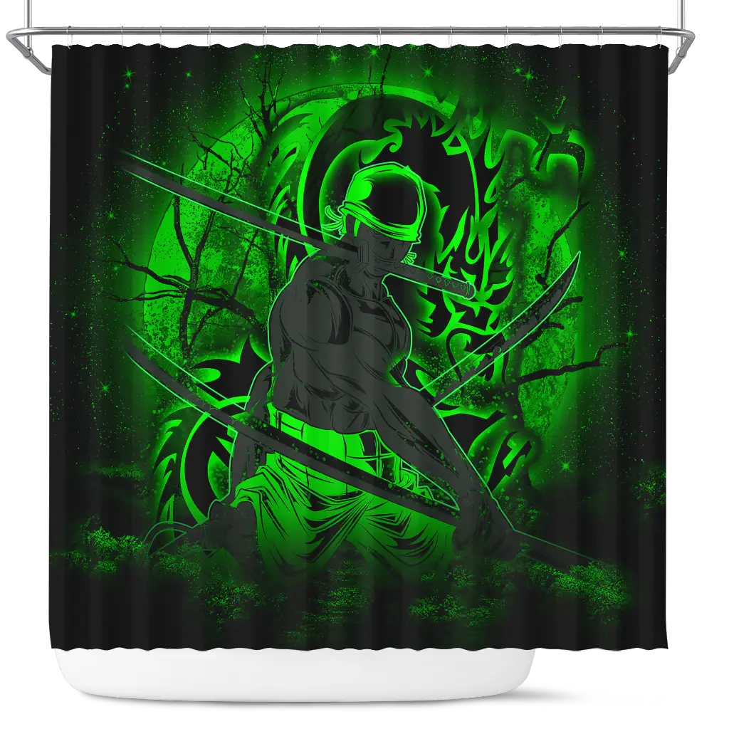 Zoro One Piece Moonlight Shower Curtain