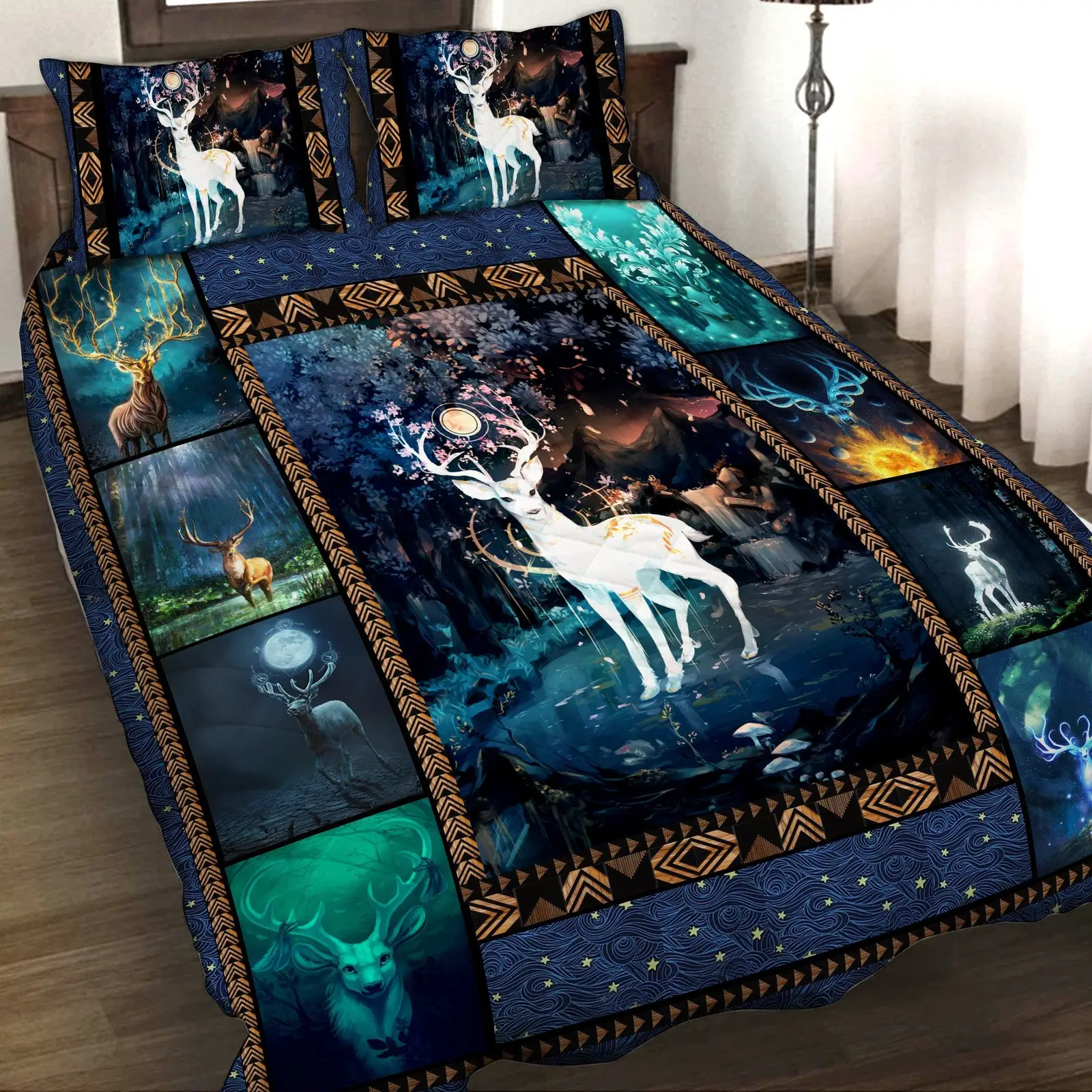 Aesthetic Deer In The Jungle 3D Quilt Bed Set