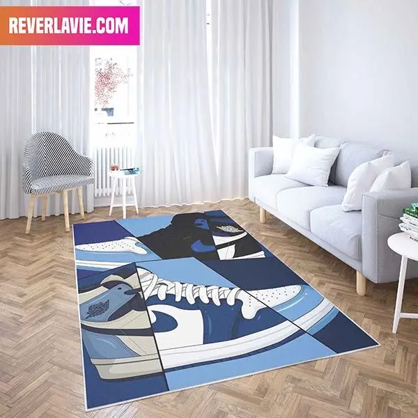 Air Jordan 1 Retro High OG Blue Moon Sneaker Rug Home Decor