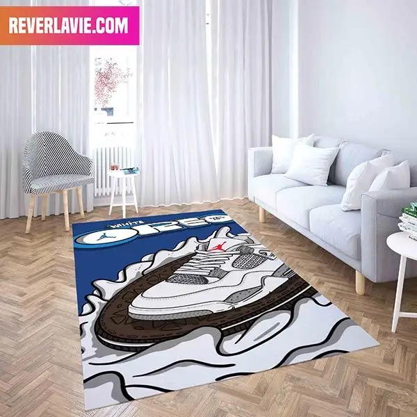 Air Jordan 4 Retro White Oreo Sneaker Rug Home Decor