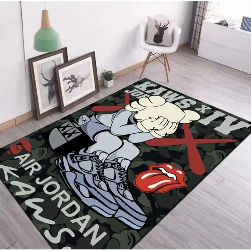 Air Jordan Kaws Camouflage Sneaker Rug Home Decor