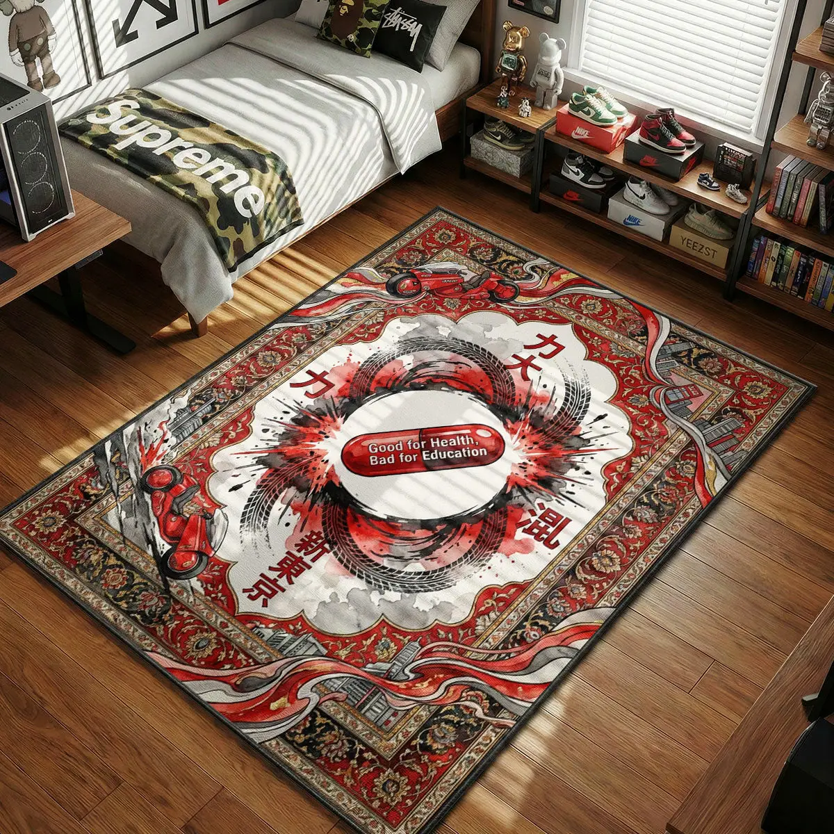 Akira Red Pill Cyberpunk Rug - Hypebeast Floor Mat