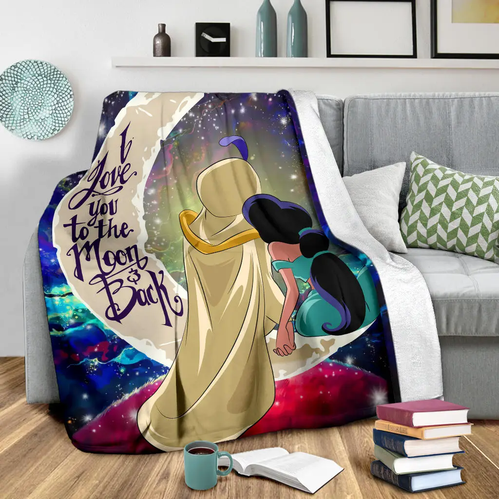 Aladin Couple Love You To The Moon Galaxy Blanket