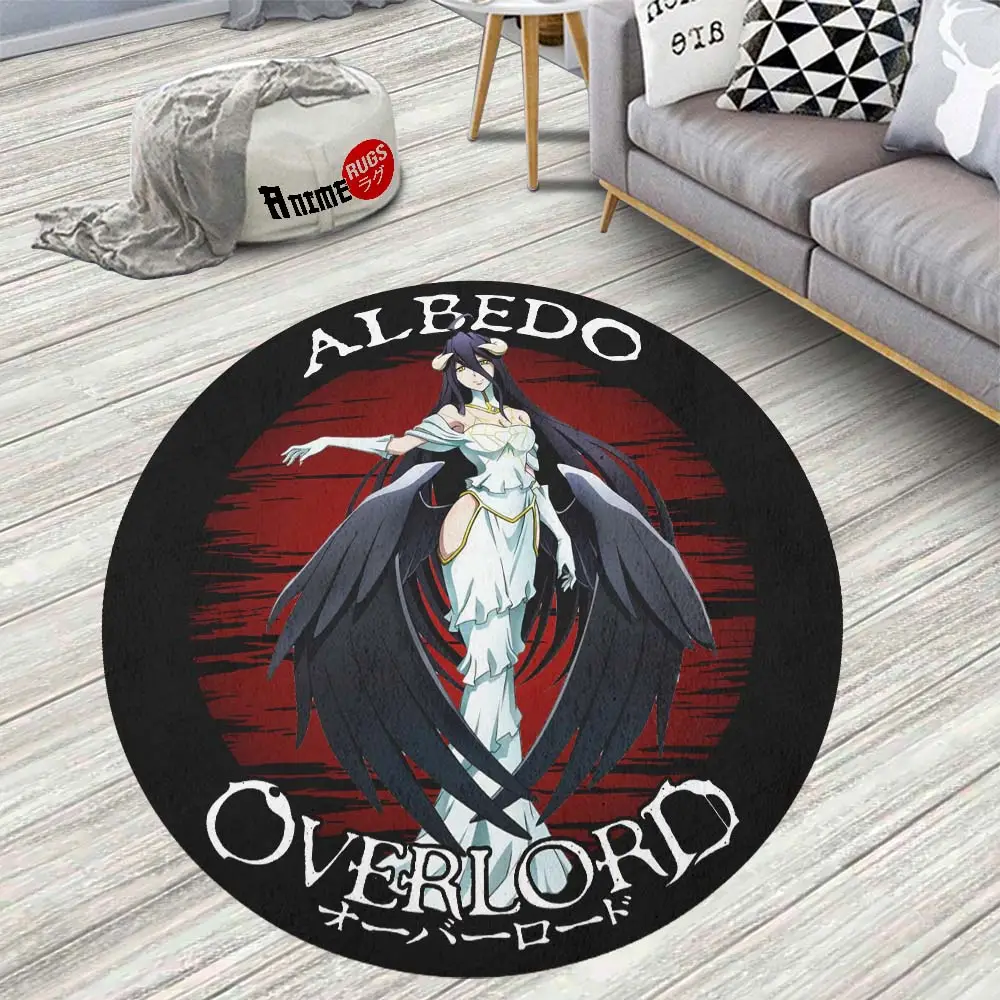 Albedo Round Rug Custom Overlord Anime Circle Carpet