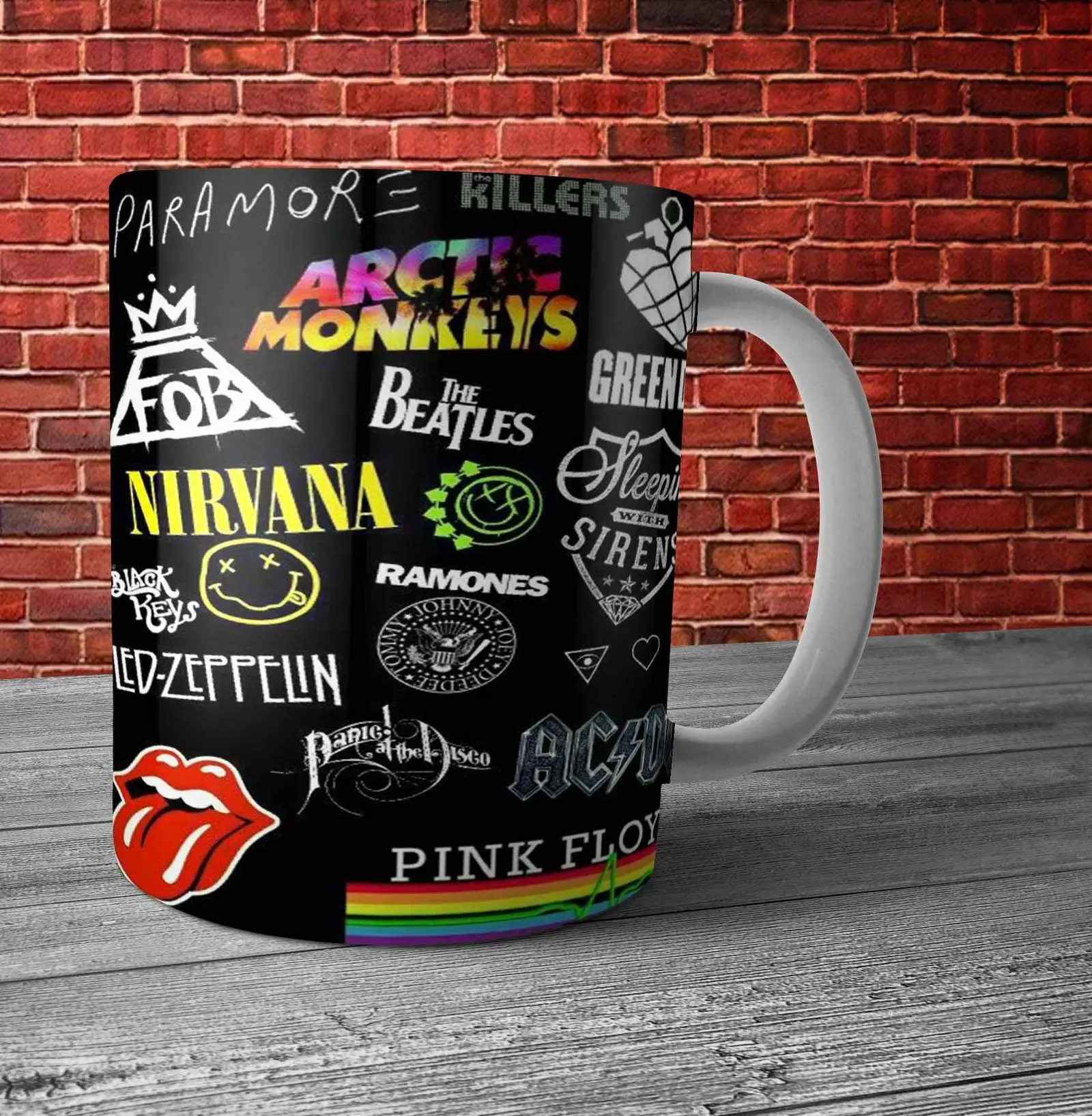 All Band Design Printed White Mug
