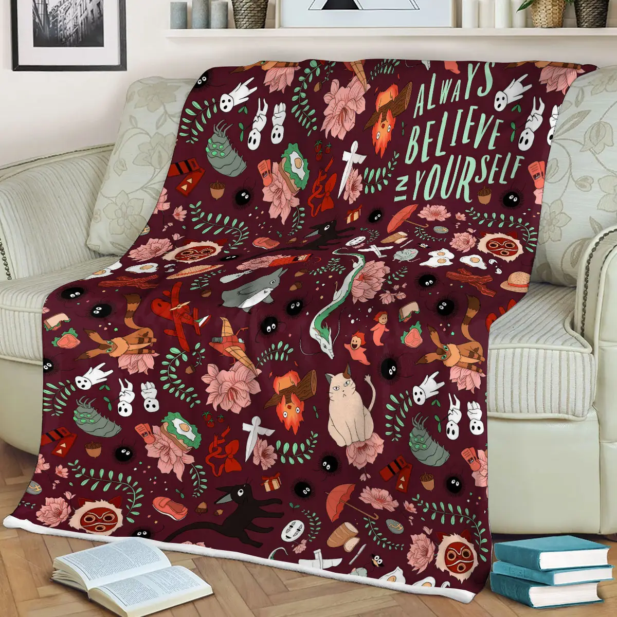 Always Believe in Yourself Ghibli Character Flannel Quilt Blanket - Anime Comforts – Cozy Anime Bedding, Blankets & Home Essentials