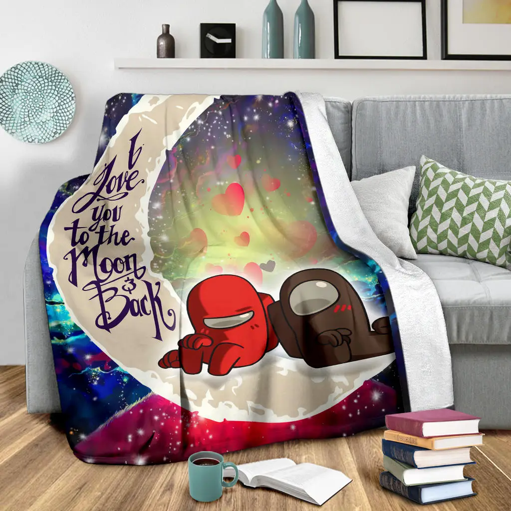 Among Us Couple Love You To The Moon Galaxy Blanket