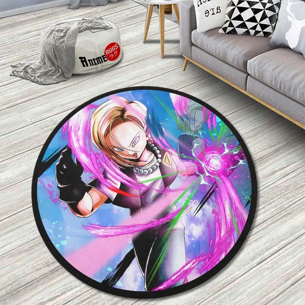 Android 18 Skill Round Rug Custom Anime Room Mats