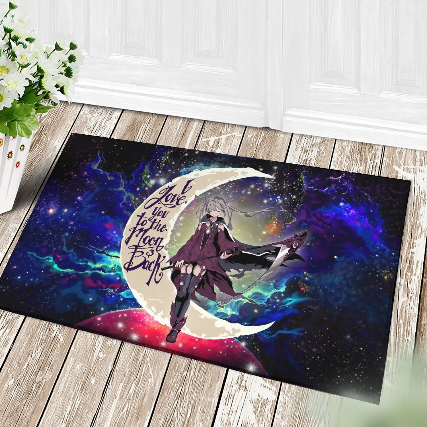 Anime Girl Soul Eater Love You To The Moon Galaxy Back Doormat Home Decor