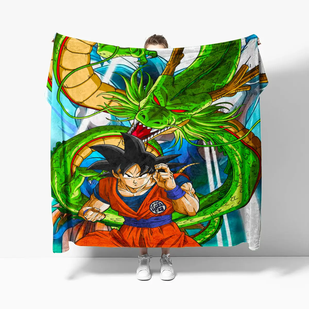 Anime Goku and Shenron​ Blanket Cozy Dragon Ball