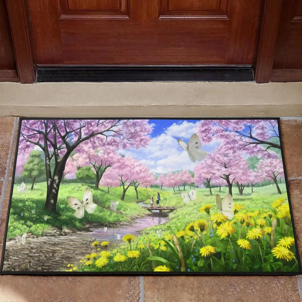 Anime Landscape Butterfly Doormat