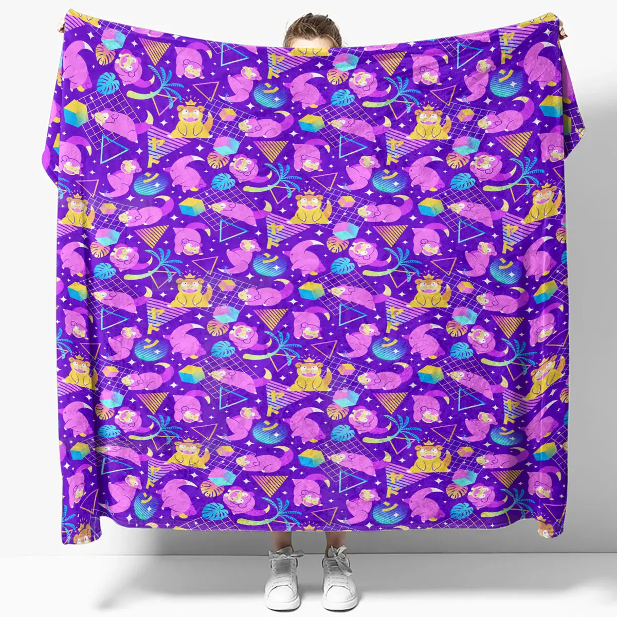 Anime Pokemon Slowpoke Neon Purple Retro Pattern Quilt Blanket - Anime Comforts – Cozy Anime Bedding, Blankets & Home Essentials