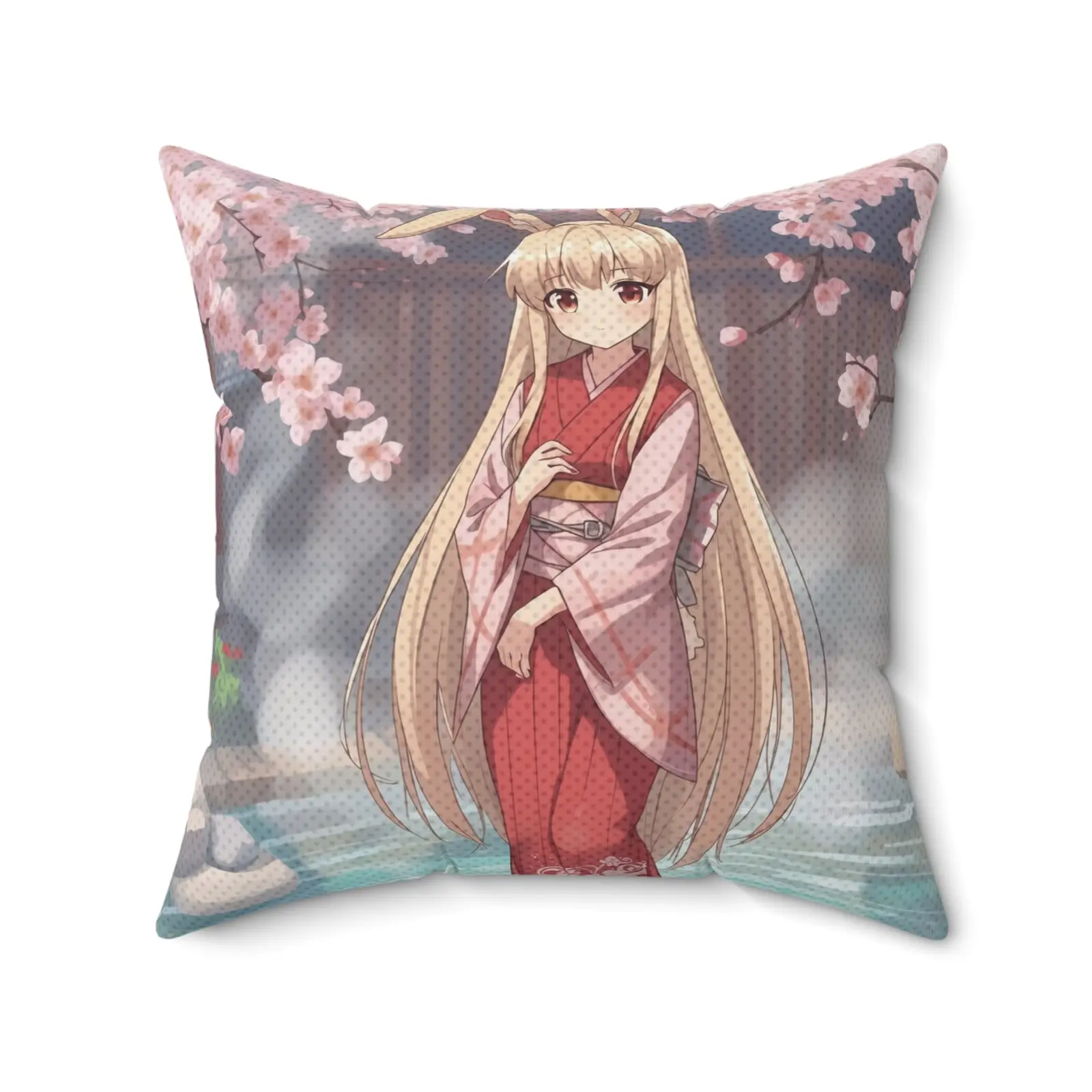 Anime Square Cushion HARU Serenity Onsen & Sakura Kawaii
