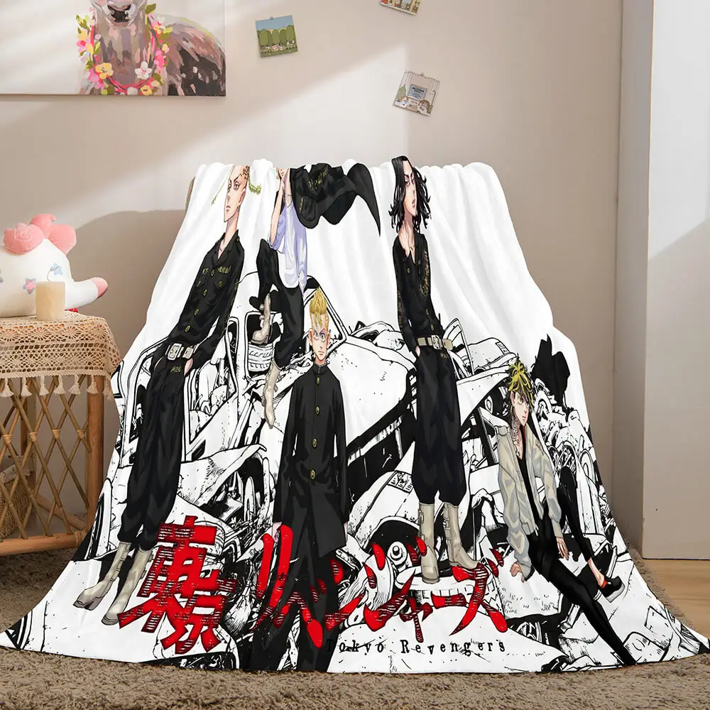 Anime Tokyo Revengers Cosplay Flannel Blanket Wrap Nap Quilt