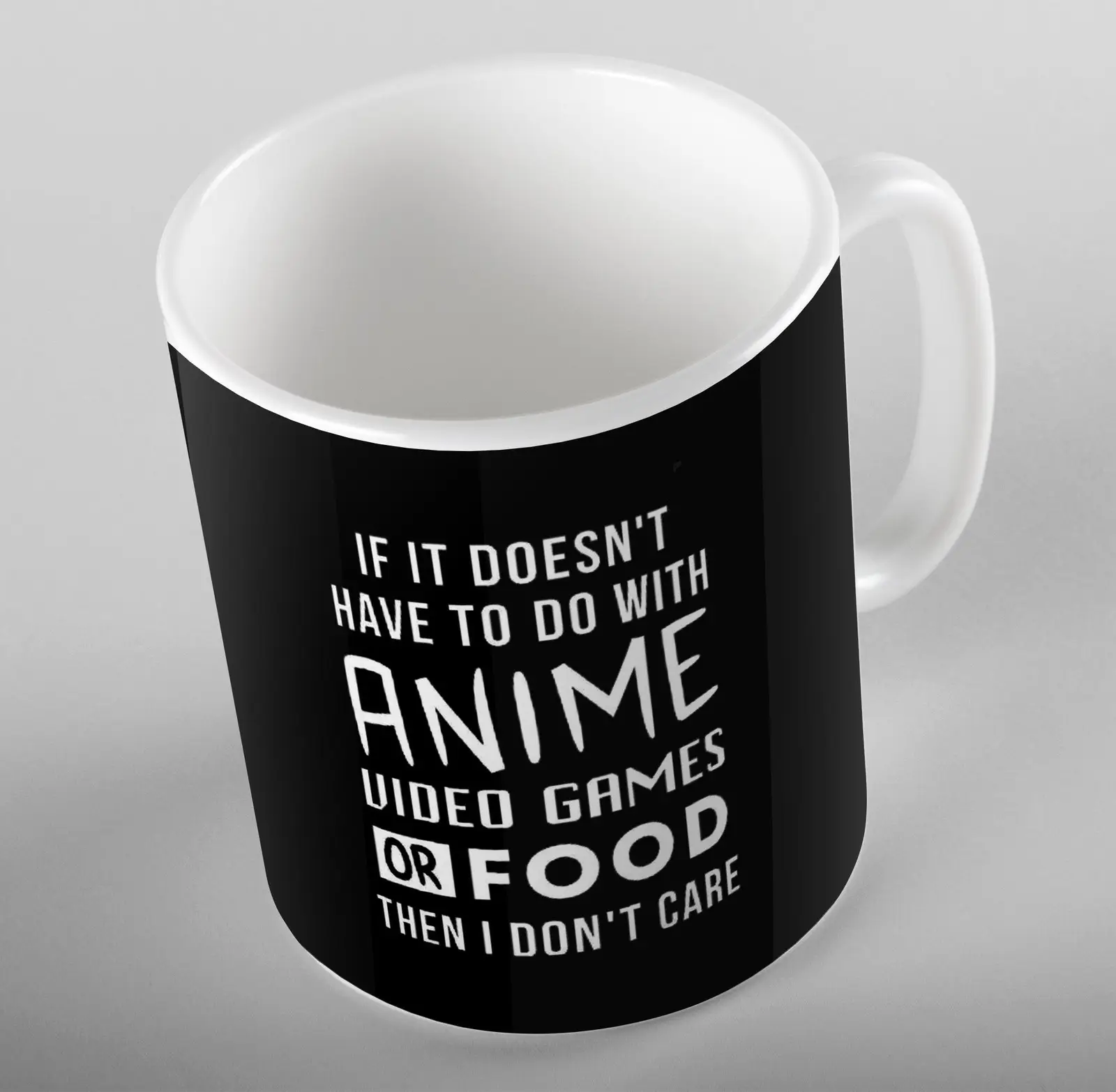 Anime Video Game Or Food  Text Mug