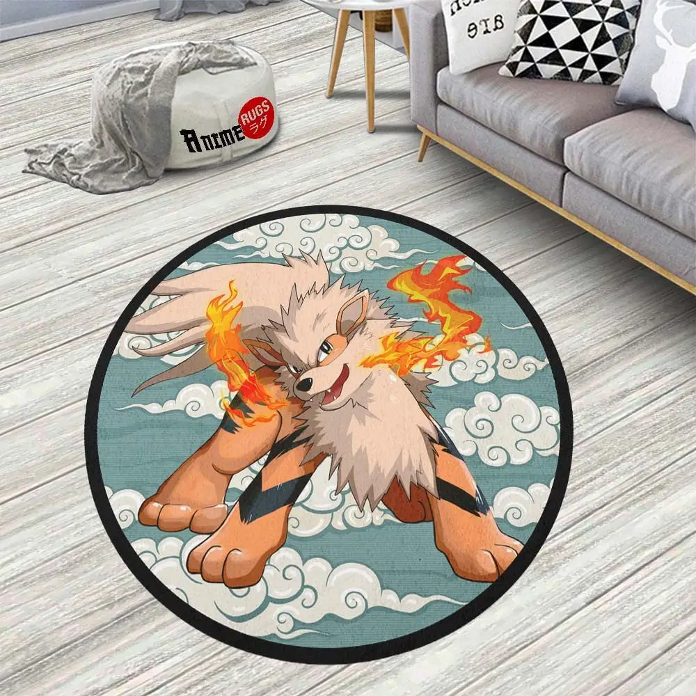 Arcanine Round Rug Custom Cloudy Sky Anime Room Mats
