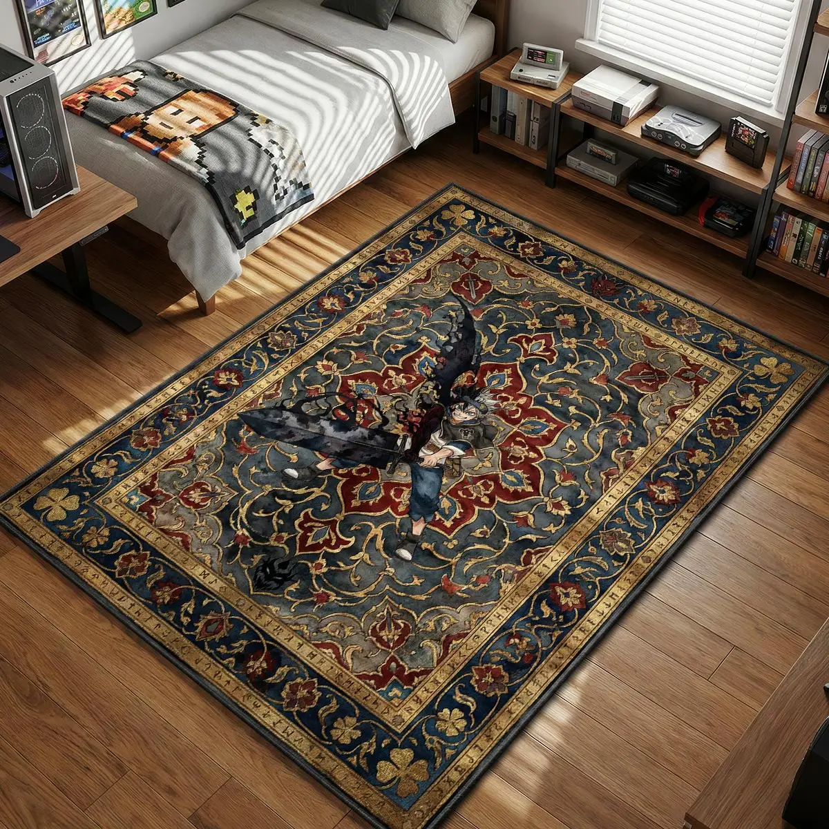 Asta Black Form Rug - Black Clover Chair Mat