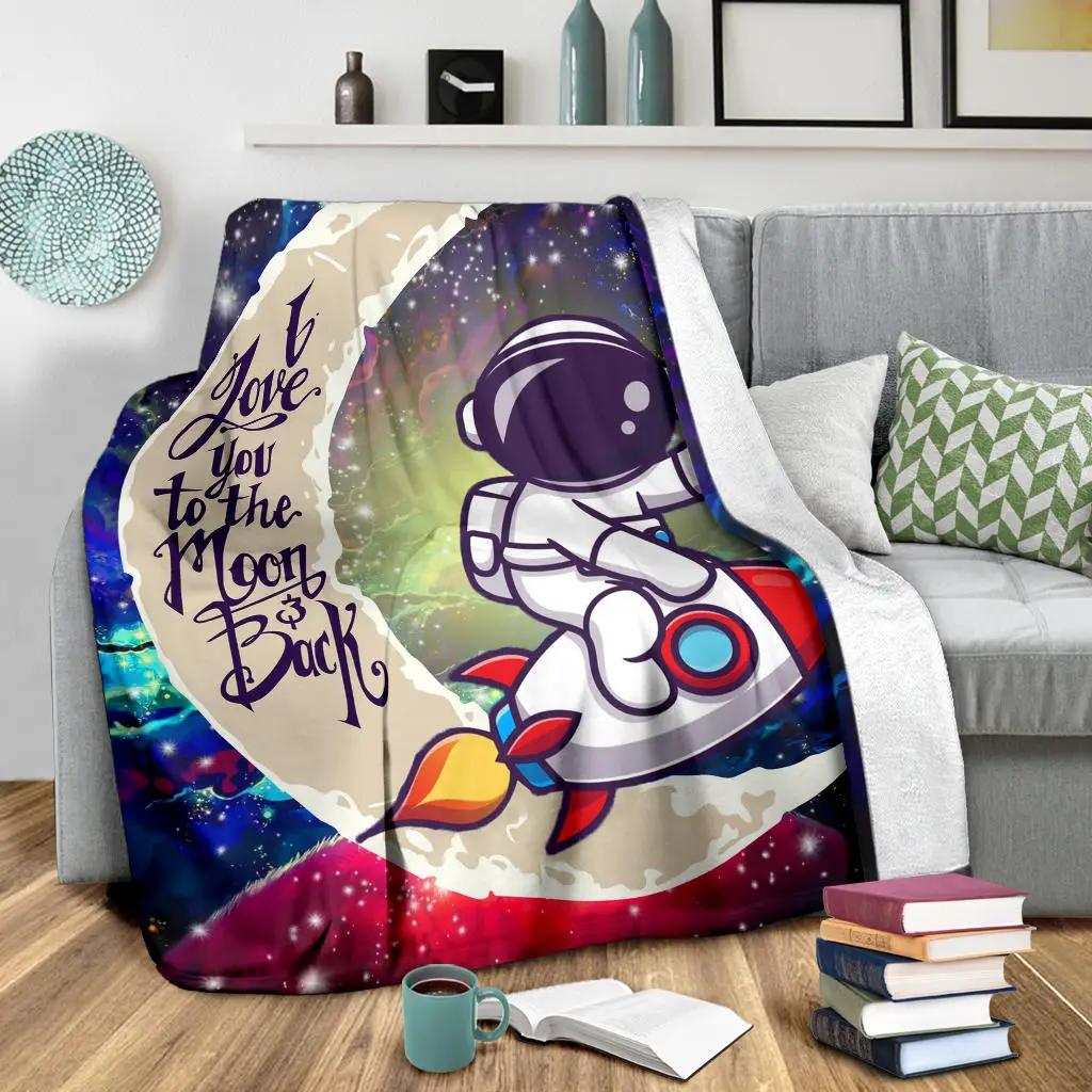 Astronaut Chibi Love You To The Moon Galaxy Blanket