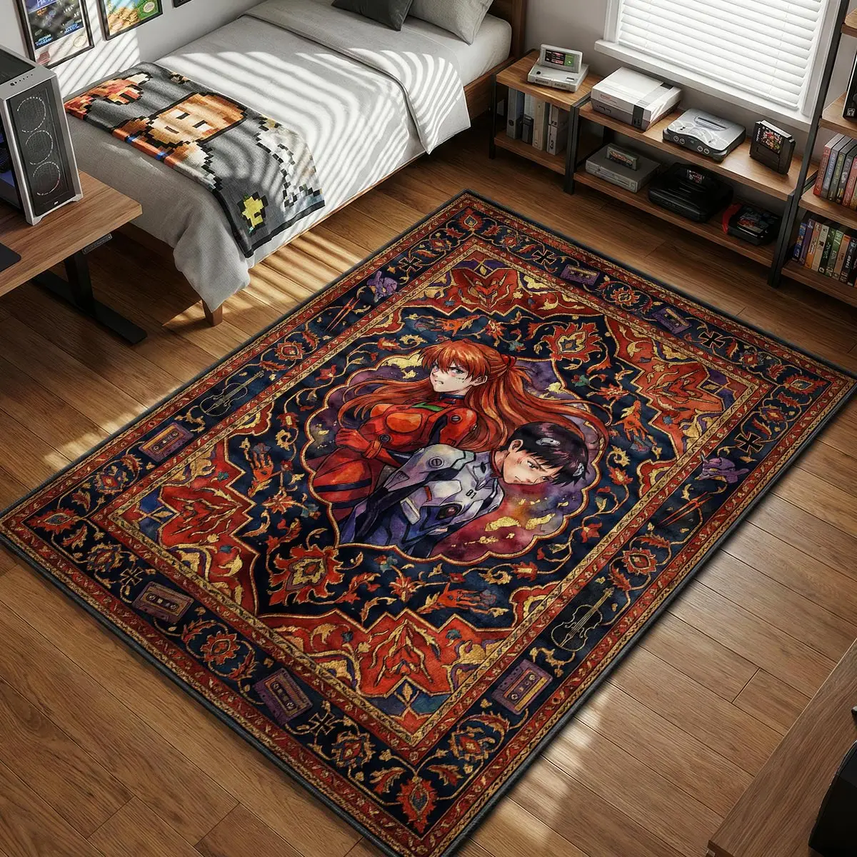 Asuka & Shinji Back-to-Back Rug - Evangelion Chair Mat