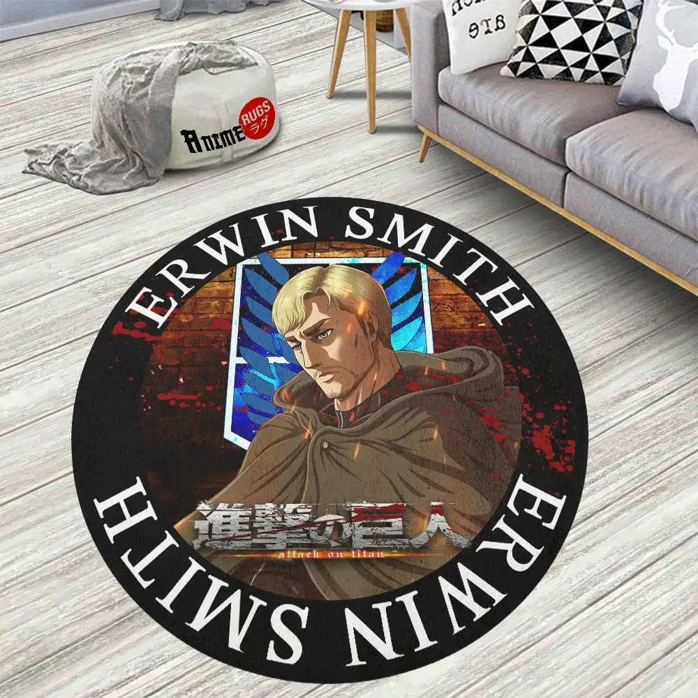 Attack On Titan Characters Erwin Smith Skid-Proof Round Rug