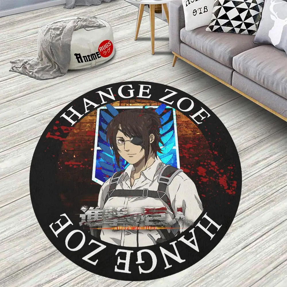 Attack On Titan Characters Hange Zoe Skid-Proof Round Rug