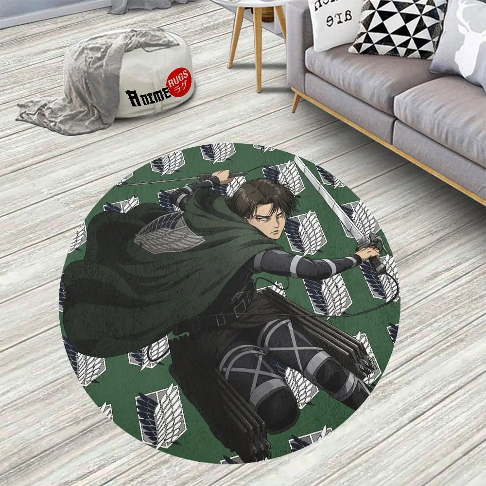Attack On Titan Characters Levi Ackerman Round Rug Custom Circle Carpet