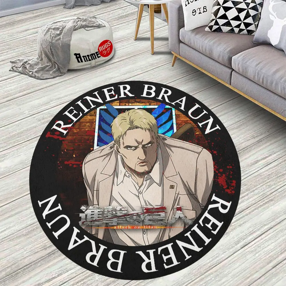 Attack On Titan Characters Reiner Braun Skid-Proof Round Rug