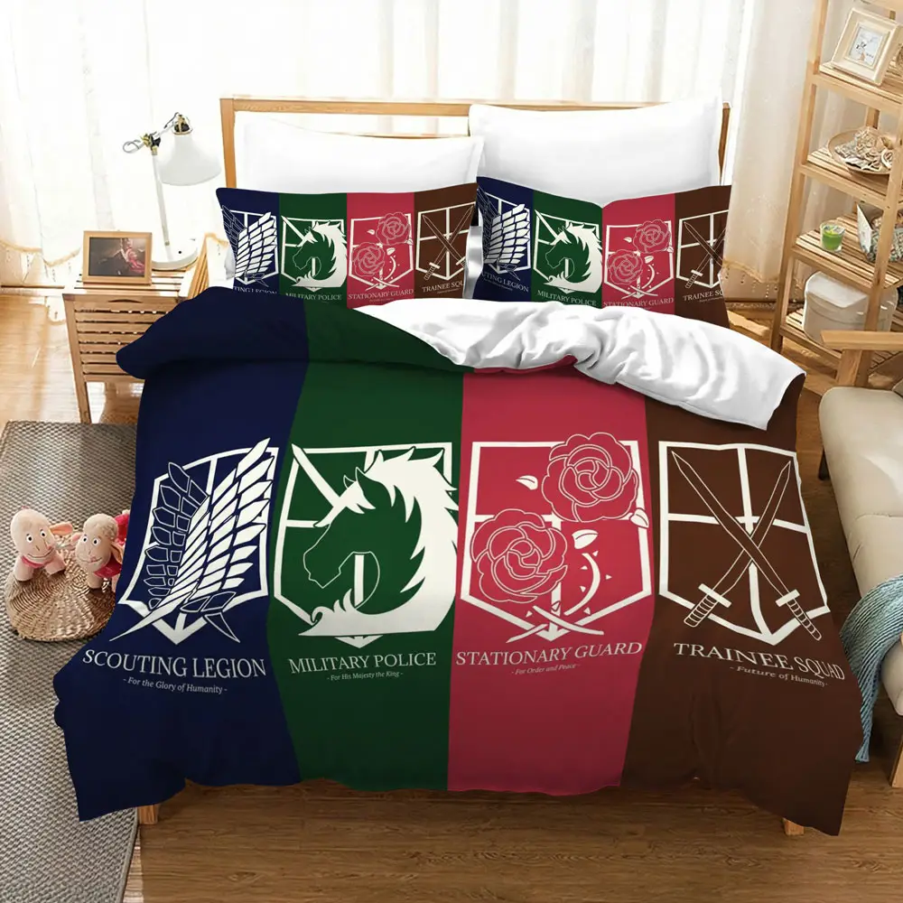 Attack on Titan Four Military Divisions Anime Bed Set