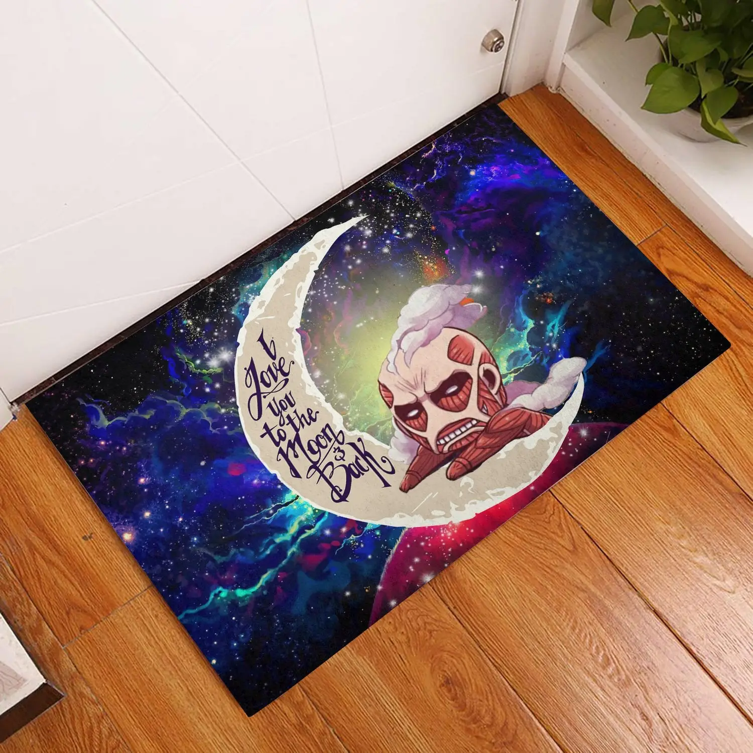 Attack on titan Love You To The Moon Galaxy Back Doormat Home Decor