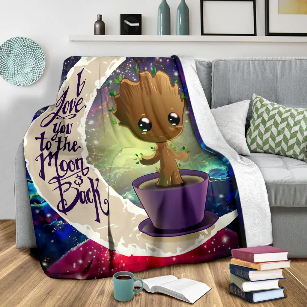 Baby Groot Love You To The Moon Galaxy Blanket